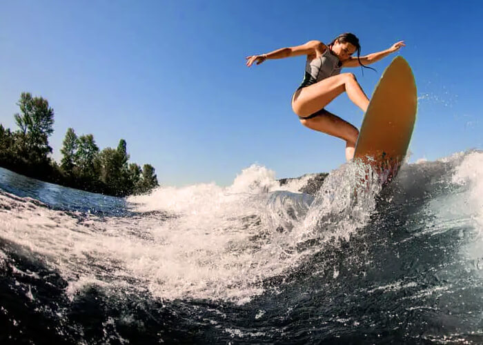 Surfing behind 24MXZ